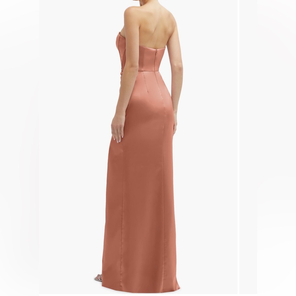 New After Six Corset Strapless Charmeuse Gown in color Copper Penny - Picture 7 of 11